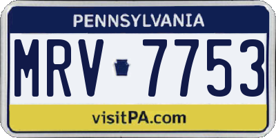 PA license plate MRV7753
