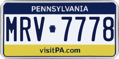 PA license plate MRV7778