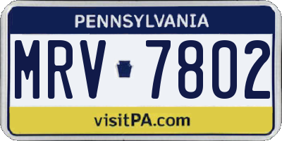 PA license plate MRV7802