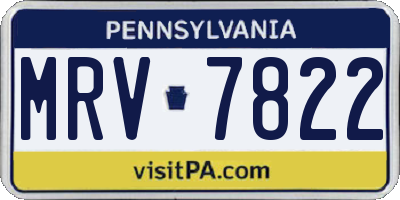 PA license plate MRV7822
