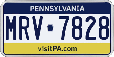 PA license plate MRV7828