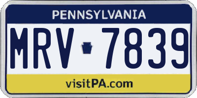 PA license plate MRV7839