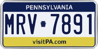 PA license plate MRV7891