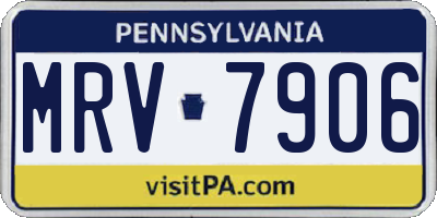 PA license plate MRV7906