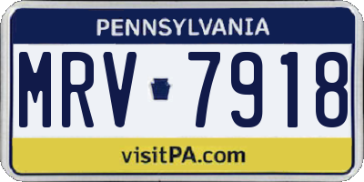 PA license plate MRV7918