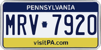 PA license plate MRV7920