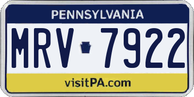 PA license plate MRV7922