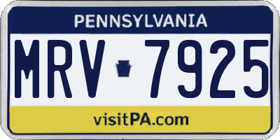 PA license plate MRV7925