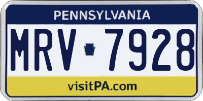 PA license plate MRV7928