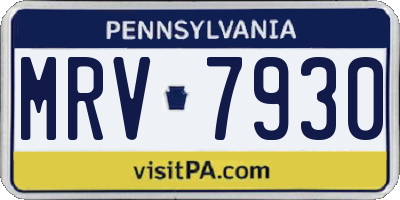 PA license plate MRV7930