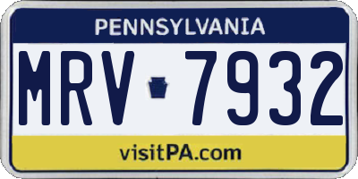 PA license plate MRV7932