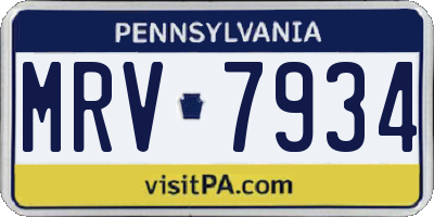 PA license plate MRV7934