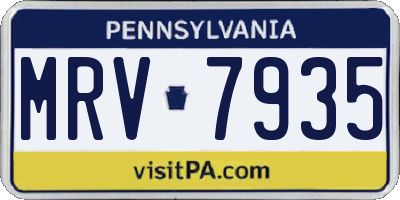 PA license plate MRV7935