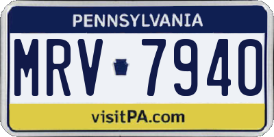 PA license plate MRV7940
