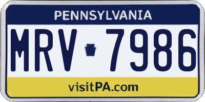 PA license plate MRV7986