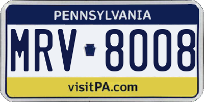 PA license plate MRV8008