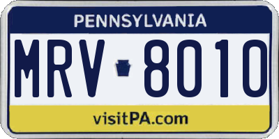 PA license plate MRV8010