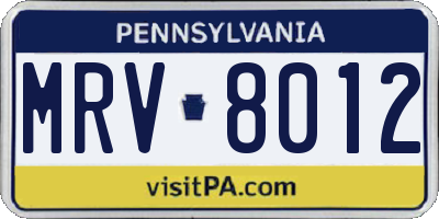 PA license plate MRV8012