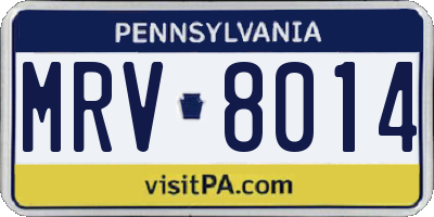 PA license plate MRV8014