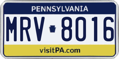 PA license plate MRV8016