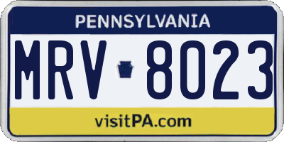 PA license plate MRV8023