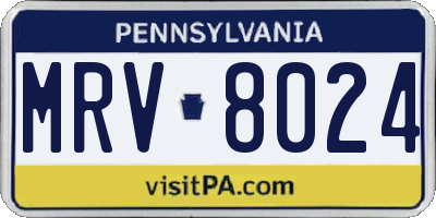 PA license plate MRV8024
