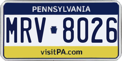 PA license plate MRV8026