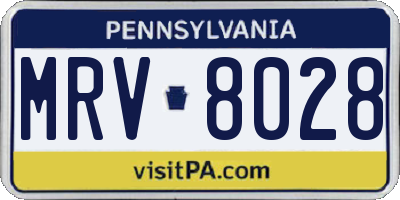 PA license plate MRV8028
