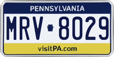 PA license plate MRV8029