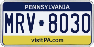PA license plate MRV8030