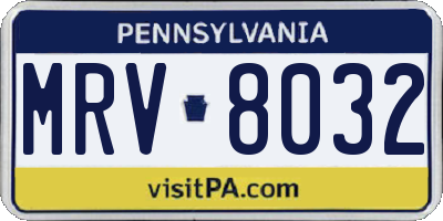 PA license plate MRV8032