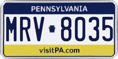PA license plate MRV8035