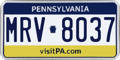 PA license plate MRV8037