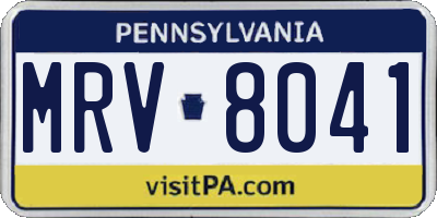 PA license plate MRV8041