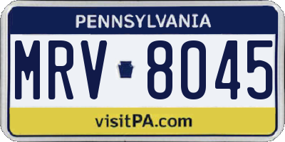 PA license plate MRV8045
