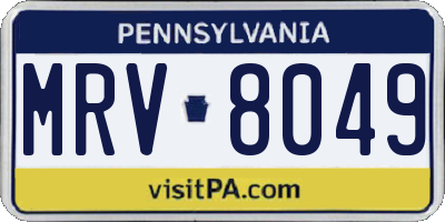 PA license plate MRV8049