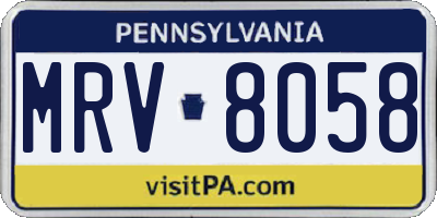 PA license plate MRV8058