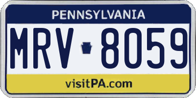 PA license plate MRV8059