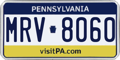 PA license plate MRV8060