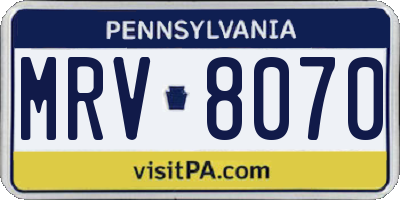 PA license plate MRV8070