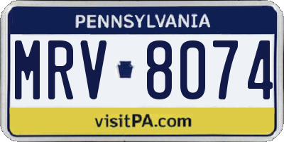 PA license plate MRV8074