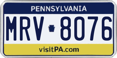 PA license plate MRV8076