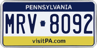 PA license plate MRV8092
