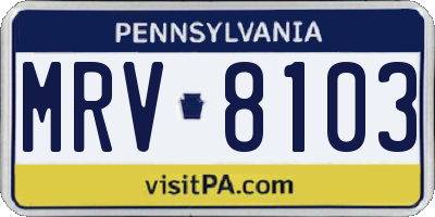 PA license plate MRV8103