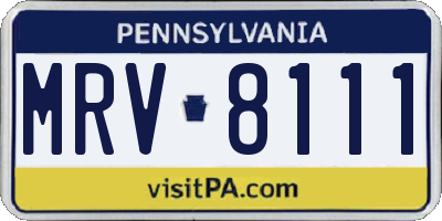 PA license plate MRV8111