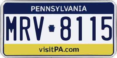 PA license plate MRV8115