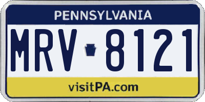 PA license plate MRV8121