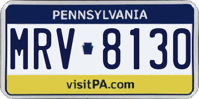 PA license plate MRV8130