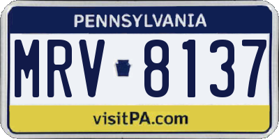 PA license plate MRV8137