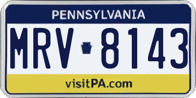 PA license plate MRV8143